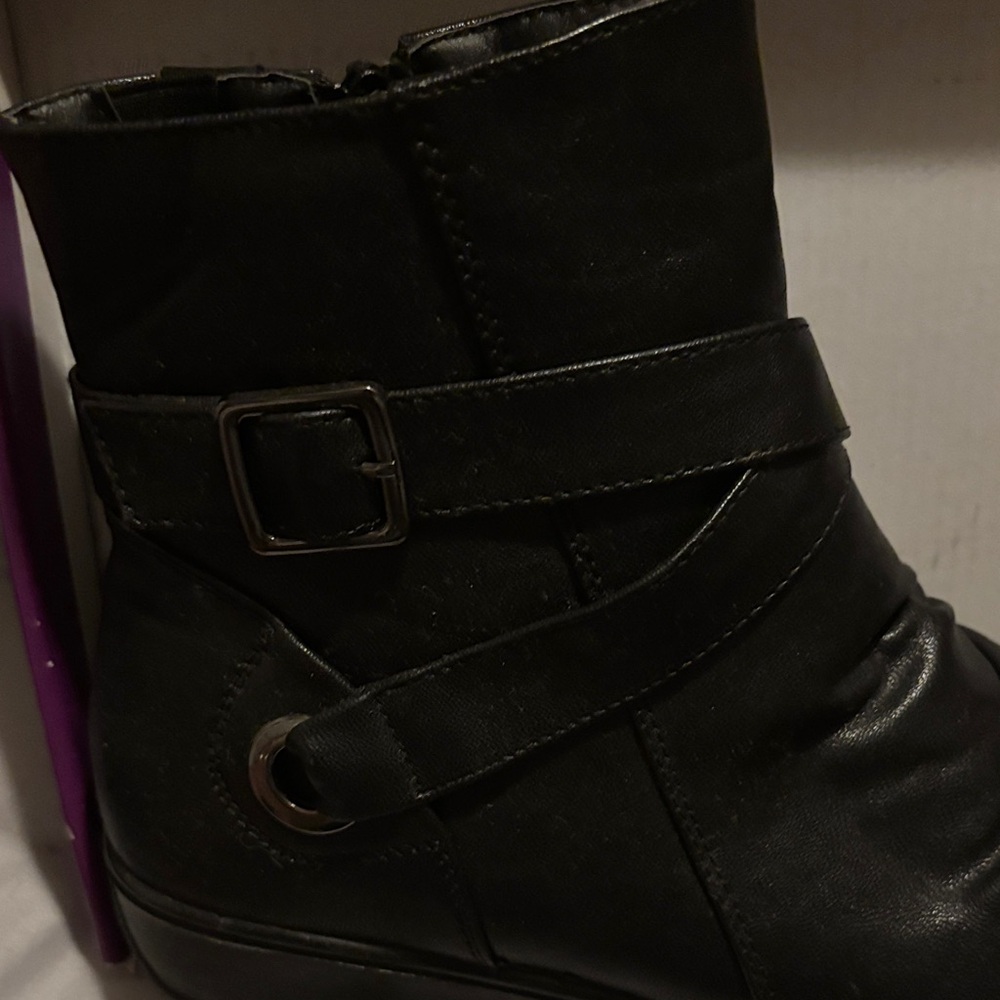 Easy Street Black Ankle Boots with Buckle Detail - Picture 2 of 6